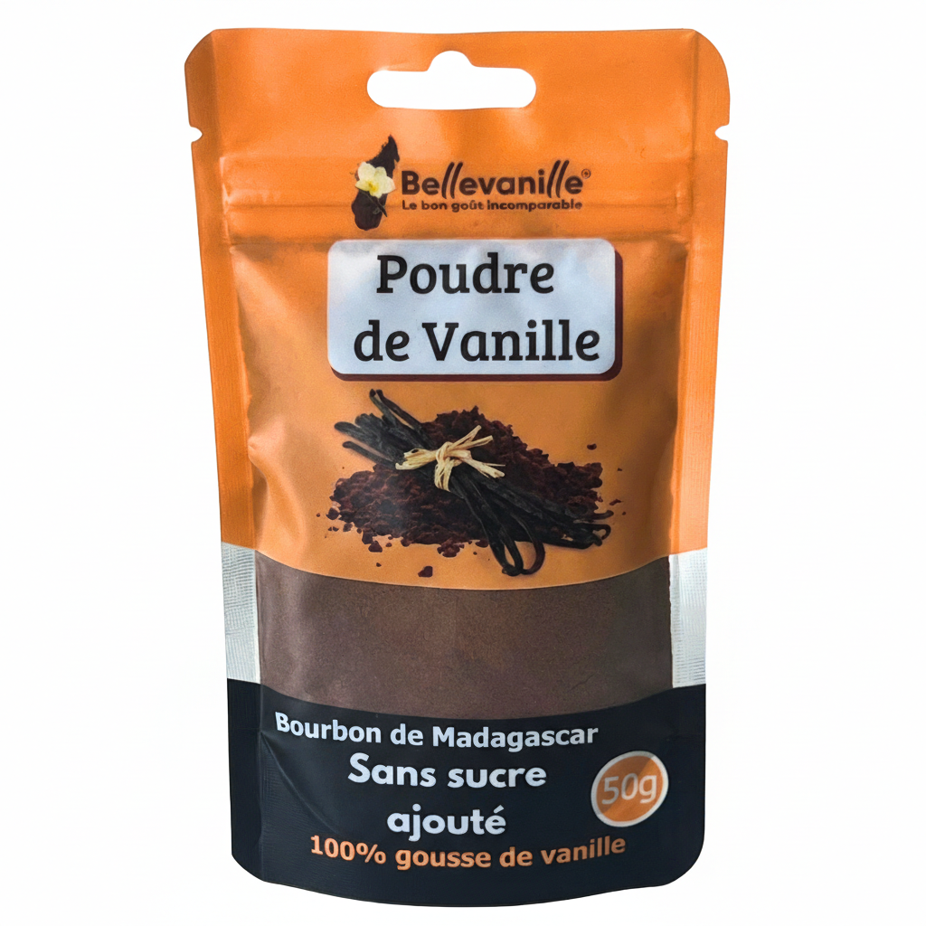 Poudre de vanille Bourbon de Madagascar, 50 g, pur vanille, non épuisée, sachet ZIP